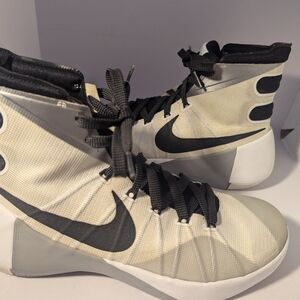 NIKE HYPERDUNK 2015 Hightop White Silver Gray Black Sneakers Mens Size 8